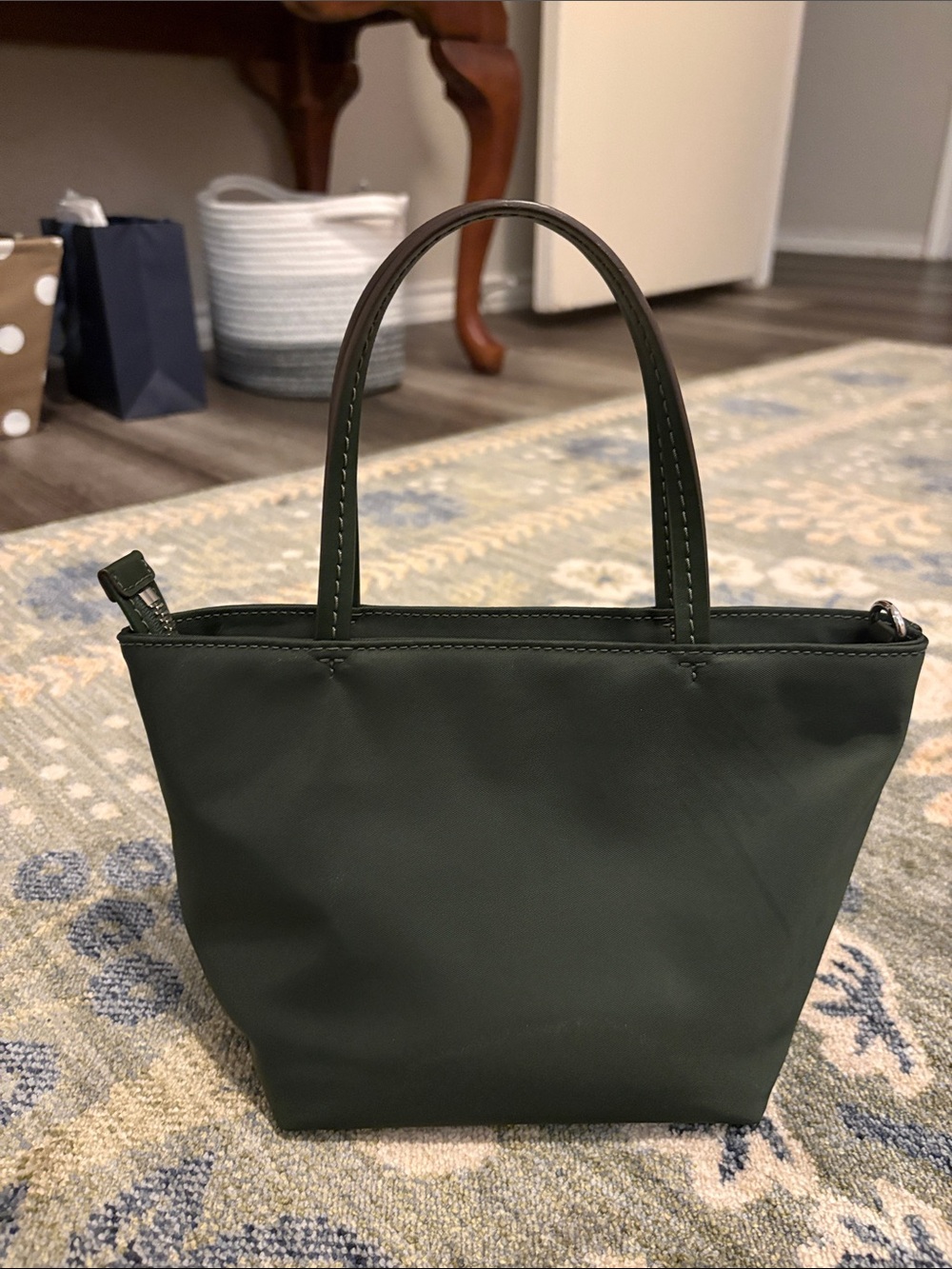 Tory Burch Deep Green Mini Nylon Tote w/detachable strap - Picture 3 of 9
